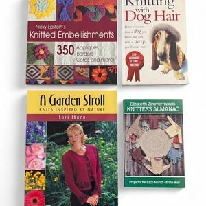 Lot of four paperback knitting books with patterns and DIY instructions